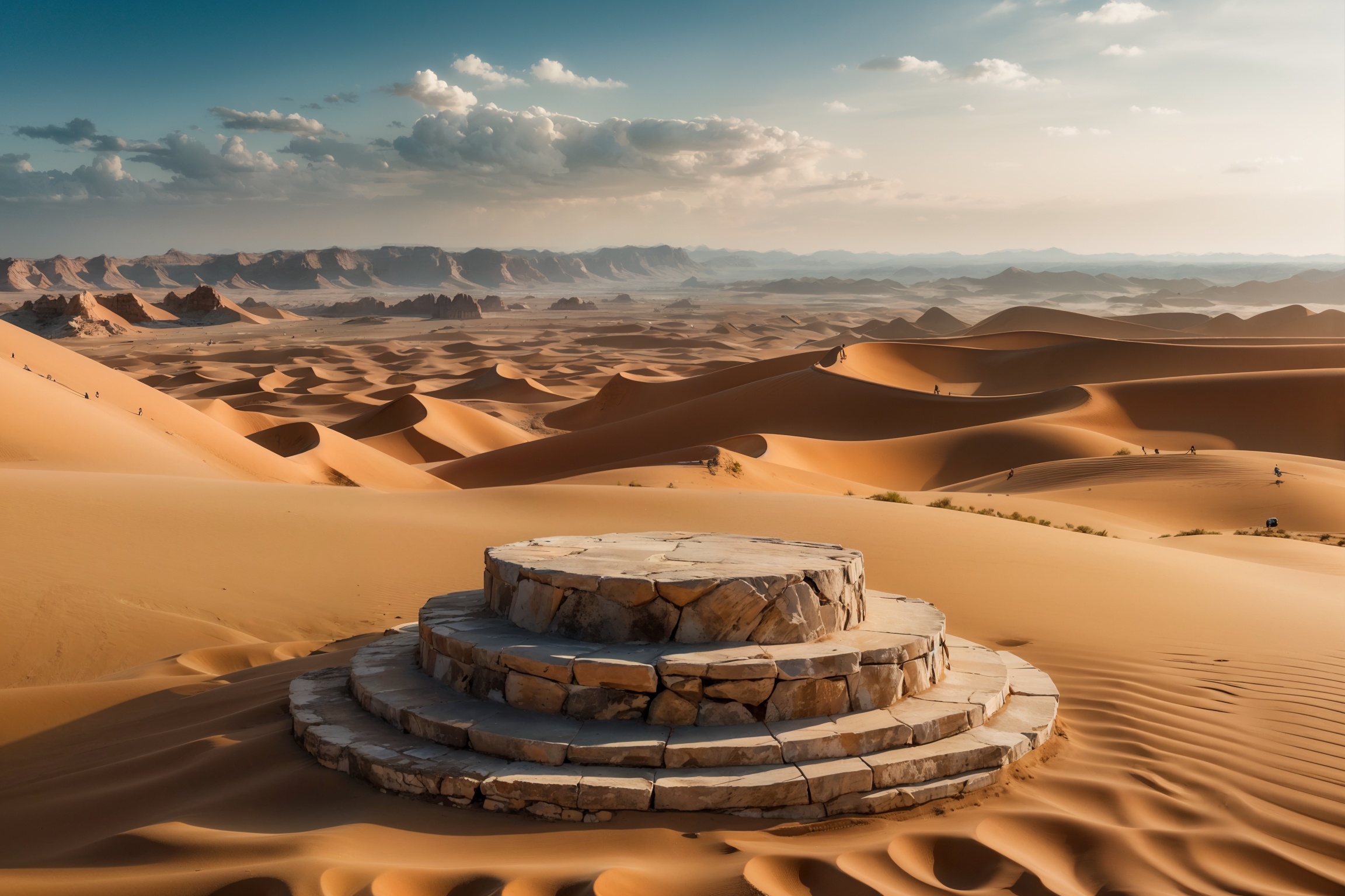 dianshangzhantai,desert,no humans,sky,day,sand,cloud,outdoors,blue sky,scenery,rock,still life,Booth,, (masterpiece:1.2),(Original:1.1),(super detail:1.1),high quality,best quality,HD,UHD,16k,ccurate,high details, best quality,High Quality,realistic,RAW photo,masterpiece,8k,insane details,High detail,hyperdetailed,