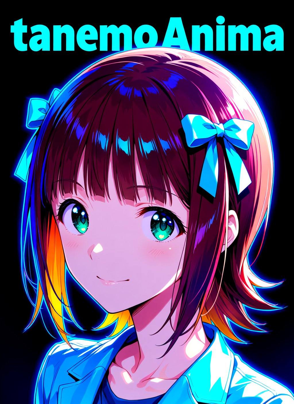 amami haruka,  black background,  colorful on Tensor.Art