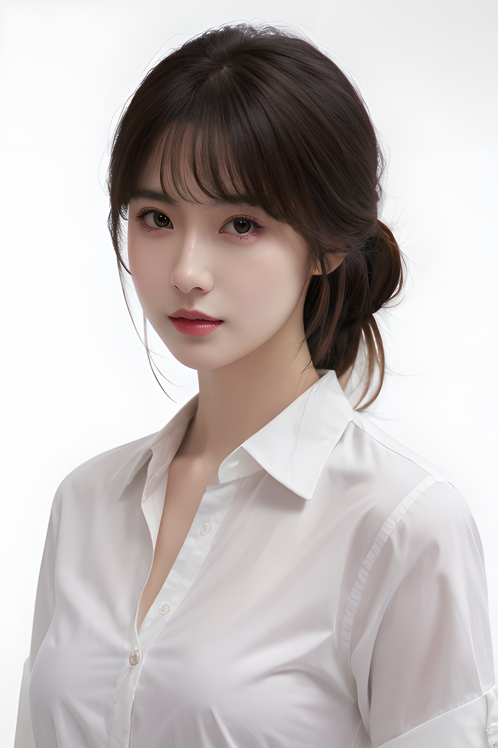 <lora:0813_05:0.7>,simple background,white_shirt,, 1girl,realistic,masterpiece, best quality, photorealistic, HDR,detail