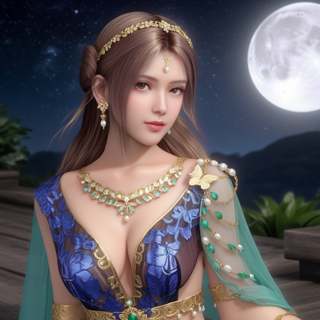 <lora:847-DA-XL-死或生-Elise-BirthdaySuit-20220903:0.8>, (,1girl, ,best quality, ),,masterpiece(,1girl,night, starry sky, milky way,outdoors, full moon,  night sky, darkness,  world of darkness, , ) ,ultra realistic 8k cg,   clean, masterpiece,     (( , )),, , , prestige, luxury, jewelry, diamond, gold, pearl, gem, sapphire, ruby, emerald, intricate detail, delicate pattern, charming, alluring, seductive, erotic, enchanting, hair ornament, necklace, earrings, bracelet, armlet,halo((, )), (), butterfly,