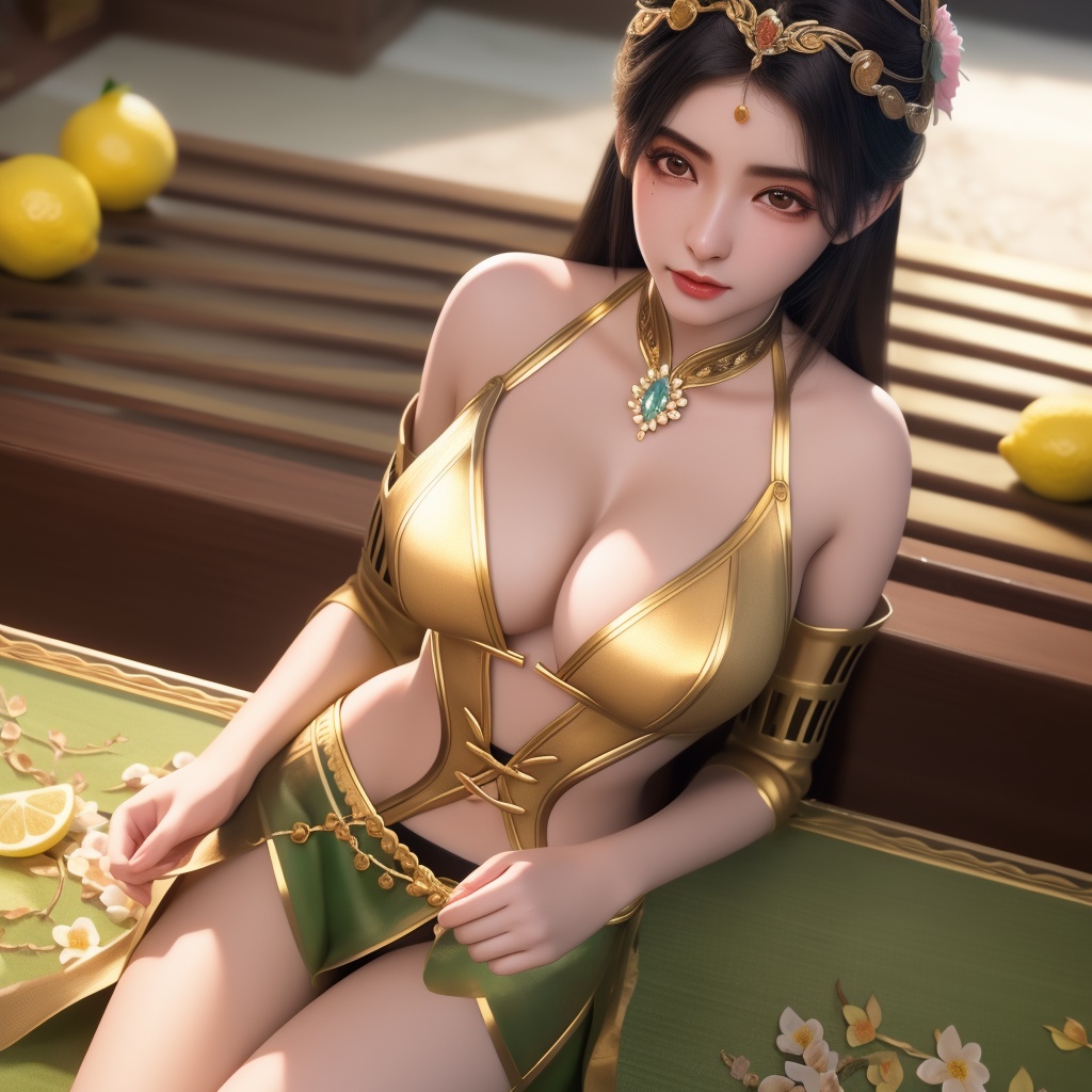 <lora:780-DA-神澜奇域-主持人:0.8>, (,1girl, ,best quality, ),looking at viewer,  ,ultra detailed background,ultra detailed background,ultra realistic 8k cg, ,masterpiece, (( , )),,  fiction,mole, ultra realistic 8k cg, ,      , lemon blossoms,  (cleavage),,  (), ,,,