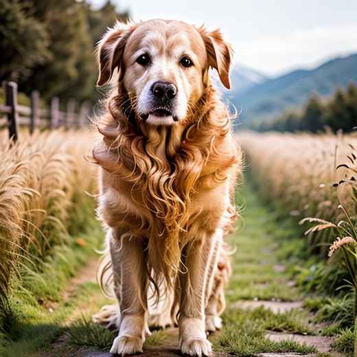 <lora:dogjinmao_20240425122249-000009:1>,dogjinmao,full body, black eyes，looking at vilewer，1dog,meadow