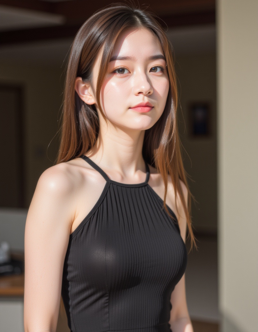 1girl,portrait,dress,realistic,(smirk:0.2),