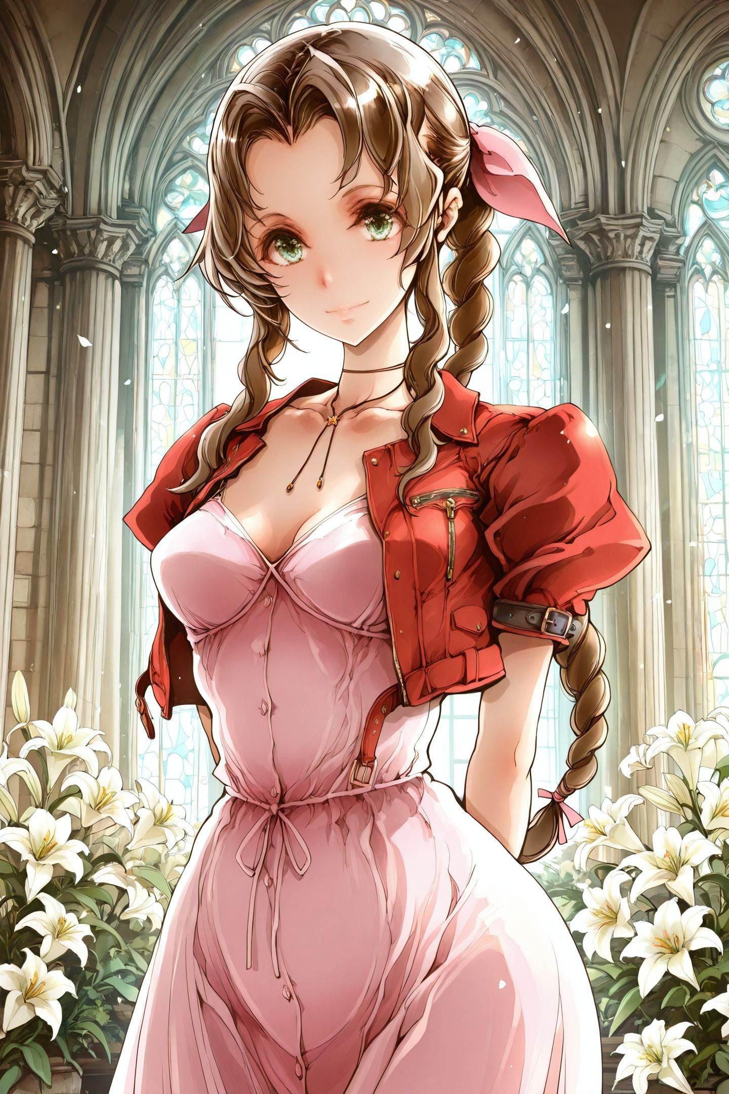 Endou Okito Style,  1girl,  aerith gainsborough on Tensor.Art