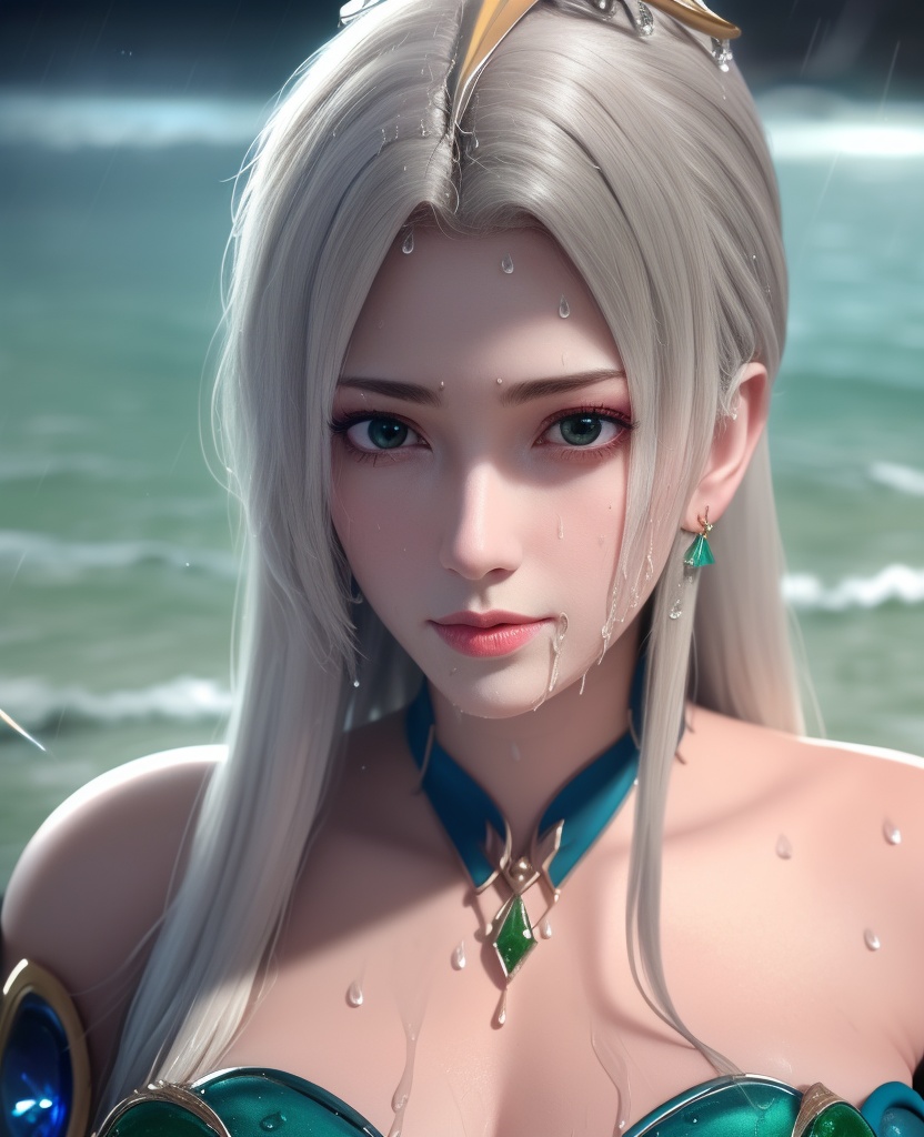 <lora:584-DA-星辰变-白灵:0.8>(,1girl, ,best quality, ),looking at viewer, ,ultra detailed 8k cg, ultra detailed background, ultra realistic 8k cg,  ,masterpiece((((1girl, solo,  , ,solo focus, wet,sweat, ocean,rain, water drop, )))) (, , sweatdrop, flying sweatdrops, sweating profusely,colorful drop \(module\), )   clean, masterpiece,     cinematic lighting, cinematic bloom,   , unreal, science fiction, luxury, jewelry, diamond, gold, pearl, gem, sapphire, ruby, emerald, intricate detail, delicate pattern, charming, alluring, seductive, erotic, enchanting, hair ornament, necklace, earrings, bracelet, armlet,halo,