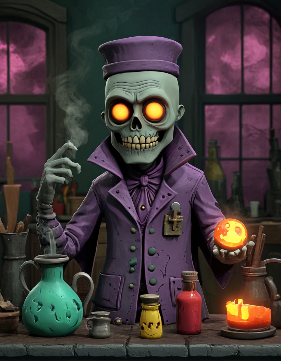 novuschroma51 style dark alchemist's workshop with sinister potions,  eerie glow on Tensor.Art
