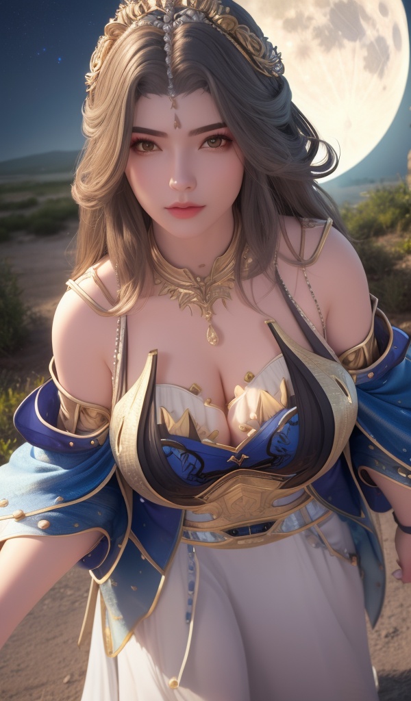<lora:642-DA-完美世界-龙女:0.8>(,1girl, ,best quality, ),looking at viewer,masterpiece, (( , )),, realistic,science fiction,mole, ultra realistic 8k cg, full moon, (cleavage), (),