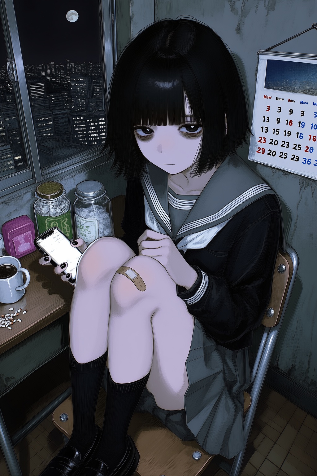 bandaid on leg,  1girl,  bandaid on knee on Tensor.Art
