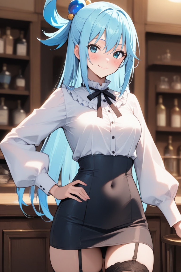 aqua \(konosuba\),  1girl,  long hair on Tensor.Art