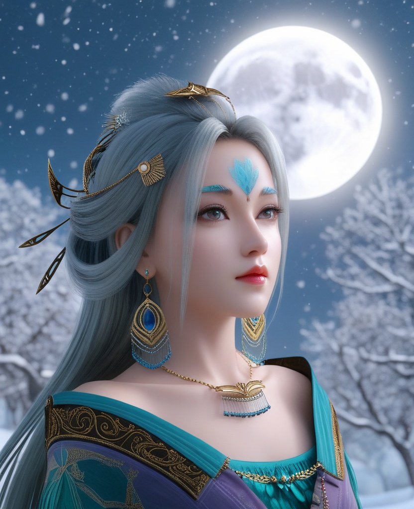 <lora:571-DA-XL-眷思量-奉眠:0.8>(,1girl, ,best quality, ),looking at viewer,  ultra realistic 8k cg, picture-perfect face,   clean, masterpiece,     cinematic lighting, cinematic bloom, fantasy,  , unreal, science fiction, ((,1girl, pov,))(((,tree, 1girl, full moon,snowing,snow ,solo,     solo focus,  long_hair, looking_at_viewer,  )))  (rich:1.4,)     prestige, luxury, jewelry, diamond, gold, pearl, gem, sapphire, ruby, emerald, intricate detail, delicate pattern, charming, alluring, seductive, erotic, enchanting, hair ornament, necklace, earrings, bracelet, ,