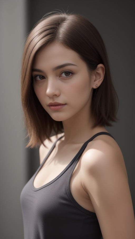 a Boyish body girl at the darkness with Microsoft red color, Long layers haircut, forehead. wearing Purple navy **** Top.8K UHD, RAW candid cinema, remarkable color, cinematic shot, film grain, realistic, ultra realistic, hyper realistic, best quality, high resolution, 4k, 8k, high detail, ultra detail, hyper detailed, shiny skin, skin dentation, detailed skin texture, (blush:0.35), (goosebumps:0.75), subsurface scattering, visible skin detail, remarkable detailed pupils, realistic skin noise.ID-02143187-clambitablent