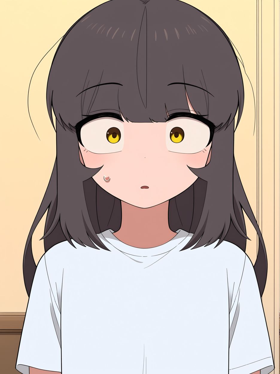 white shirt,  t-shirt,  open mouth on Tensor.Art