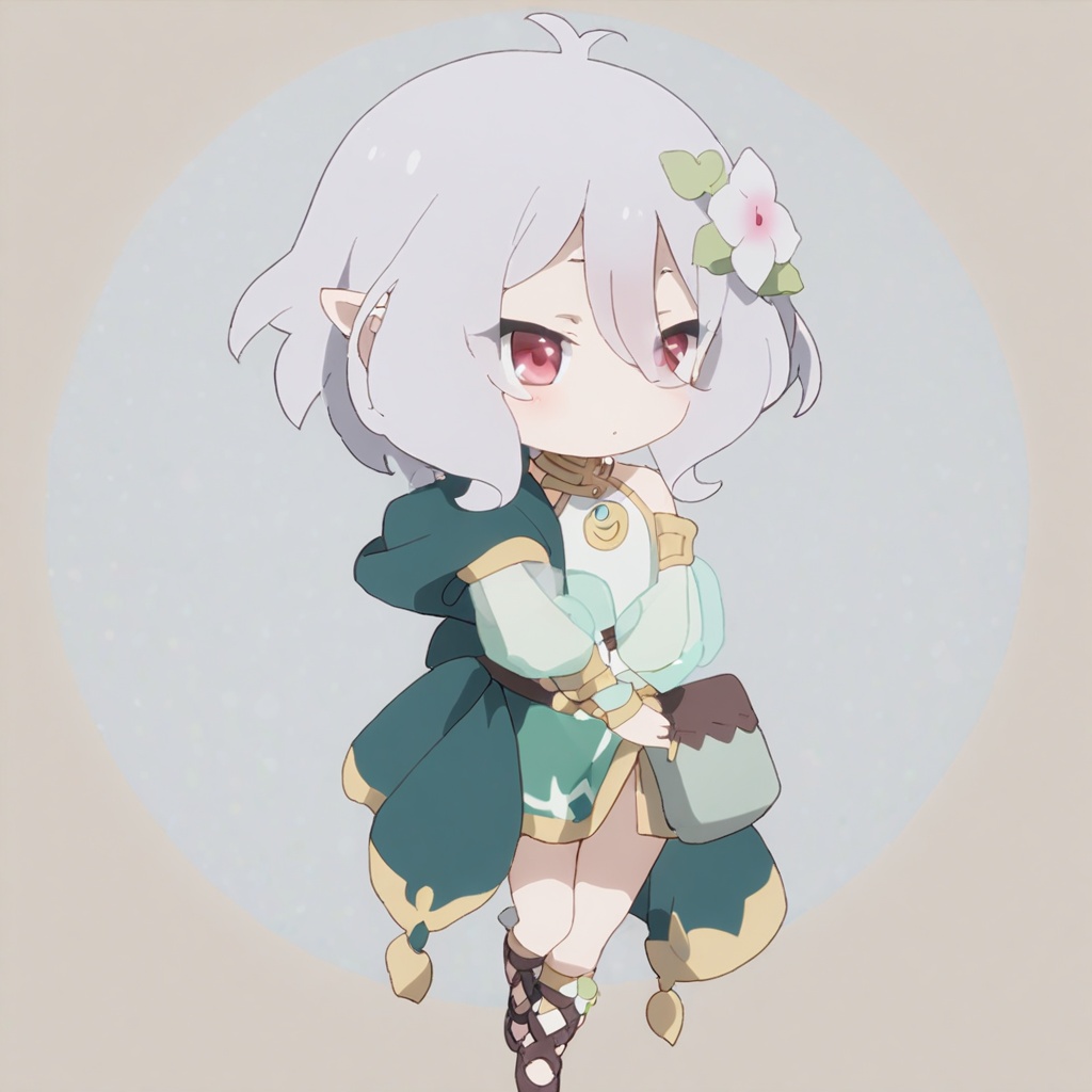 (masterpiece),(bestquality),a very delicate and beautiful,chibi,chibi in the middle,looking at viewer,solo,solo,full body,simple background,<lora:lora-000012:1.2>,kokkoro,
