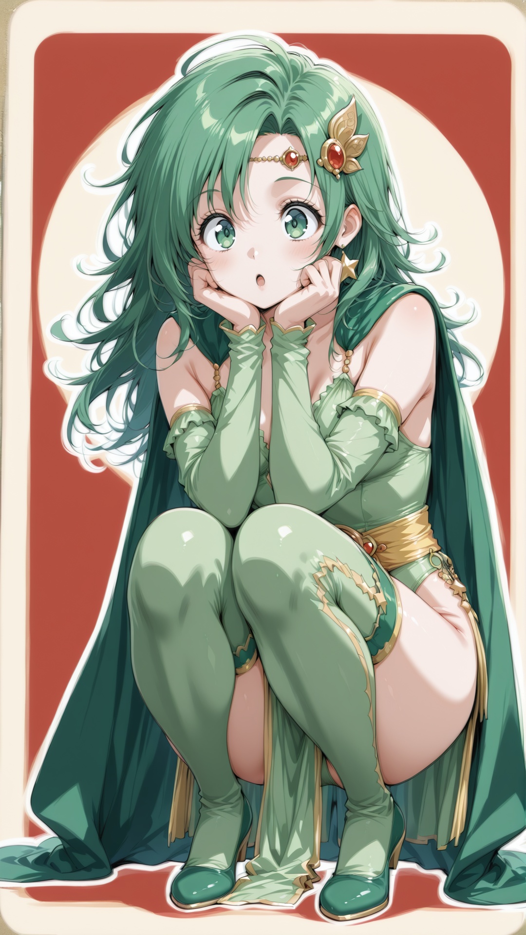 rydia,  green hair,  long hair on Tensor.Art