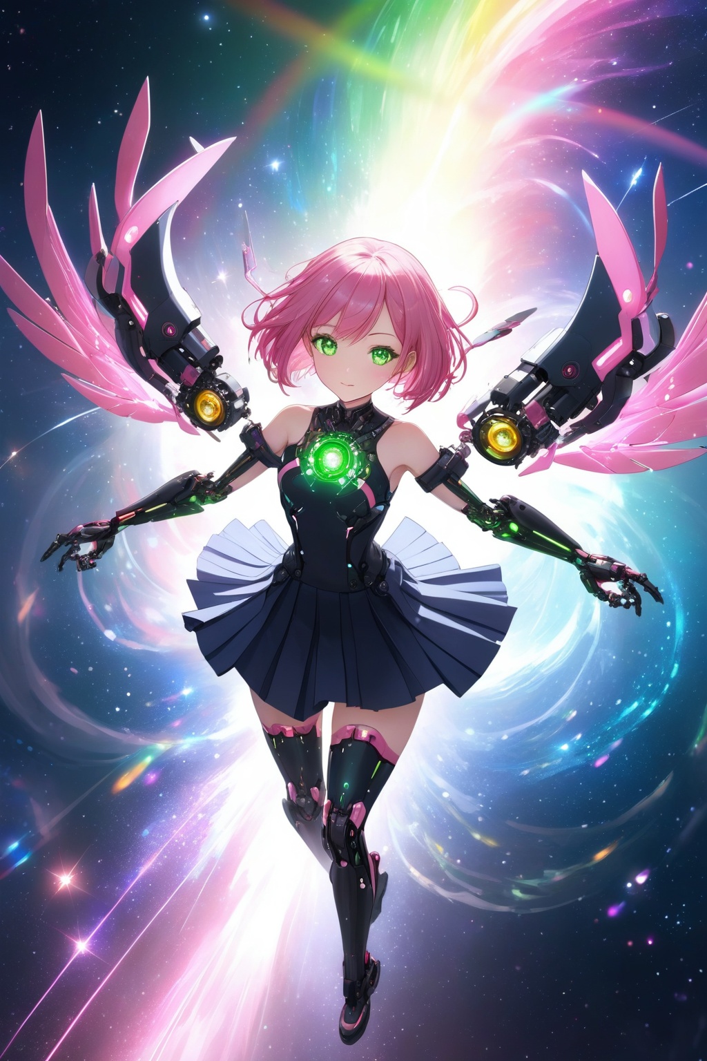 pink hair,  mechanical arms,  mechanical legs on Tensor.Art