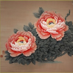 best quality,masterpiec8K.HDR.Intricate details,ultra detailed,8k,masterpiece,best quality,<lora:peony_20240309105539-000009:1>,peony,Traditional Chinese Painting Style,Ink wash painting,陈旧,