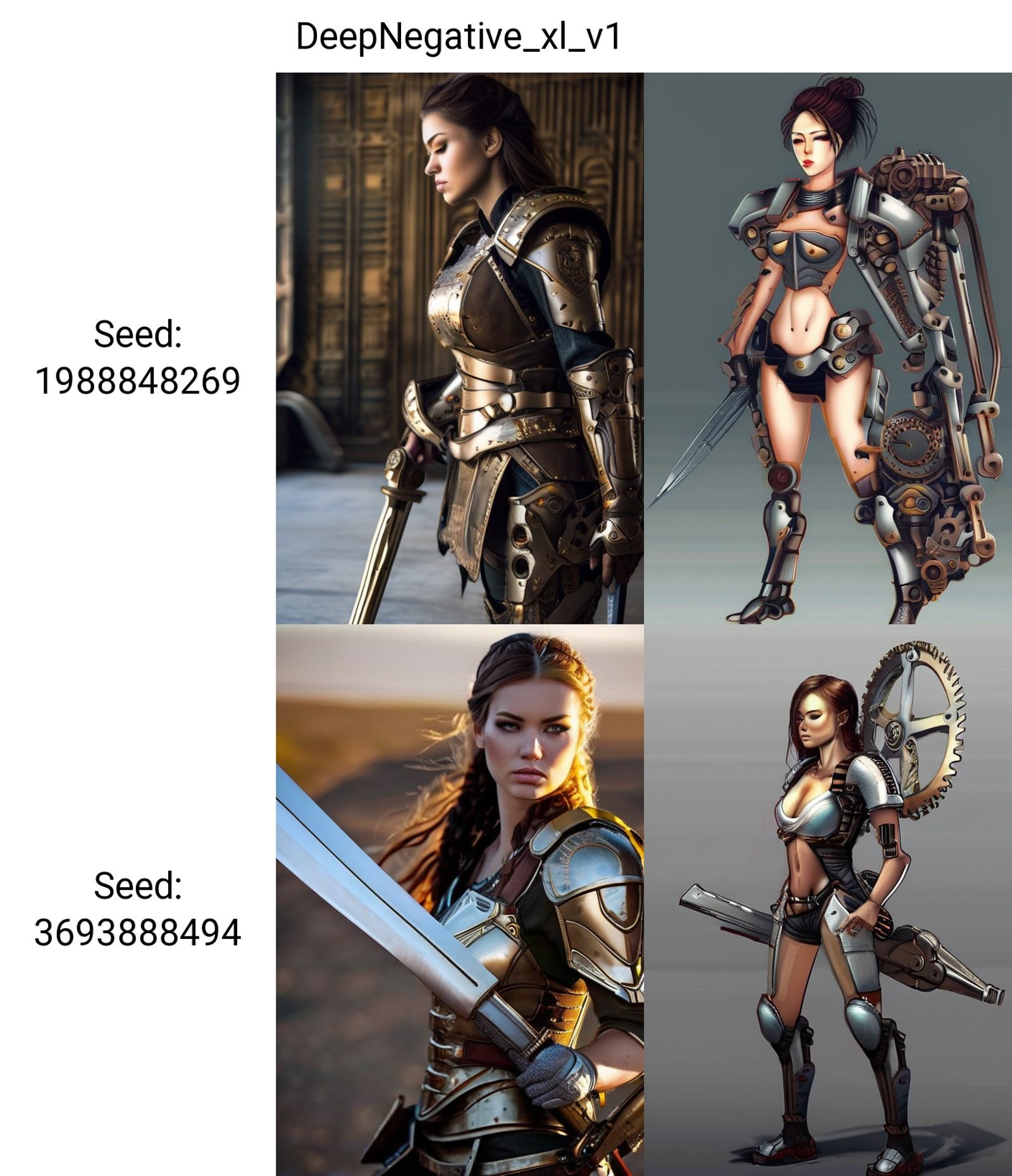 Injured mechanical female warrior,  but very beautiful on Tensor.Art