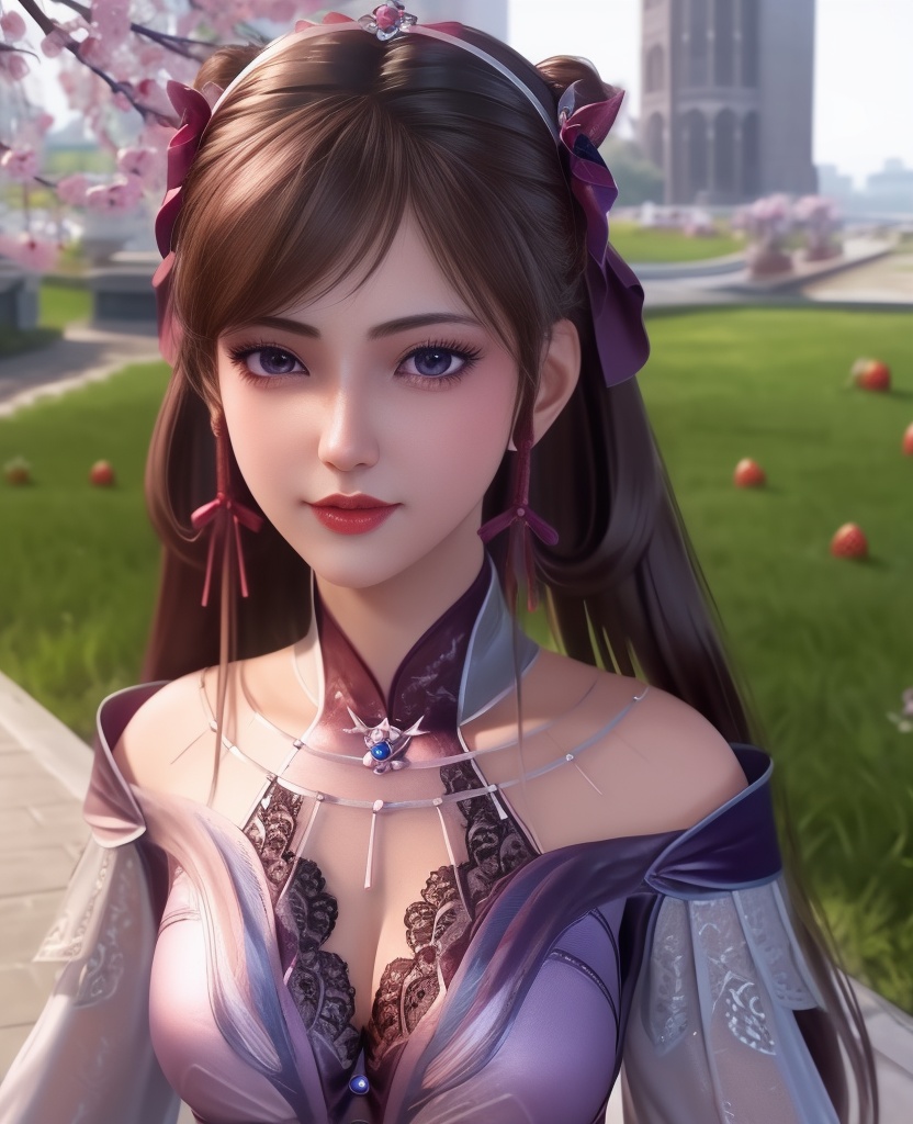<lora:561-DA-炼气十万年-孔炎:0.8>(,1girl, ,best quality, ),looking at viewer,masterpiece, (( , )),ultra realistic 8k cg, ,    ,cleavage,strawberry blossoms,lace , (cleavage), (),