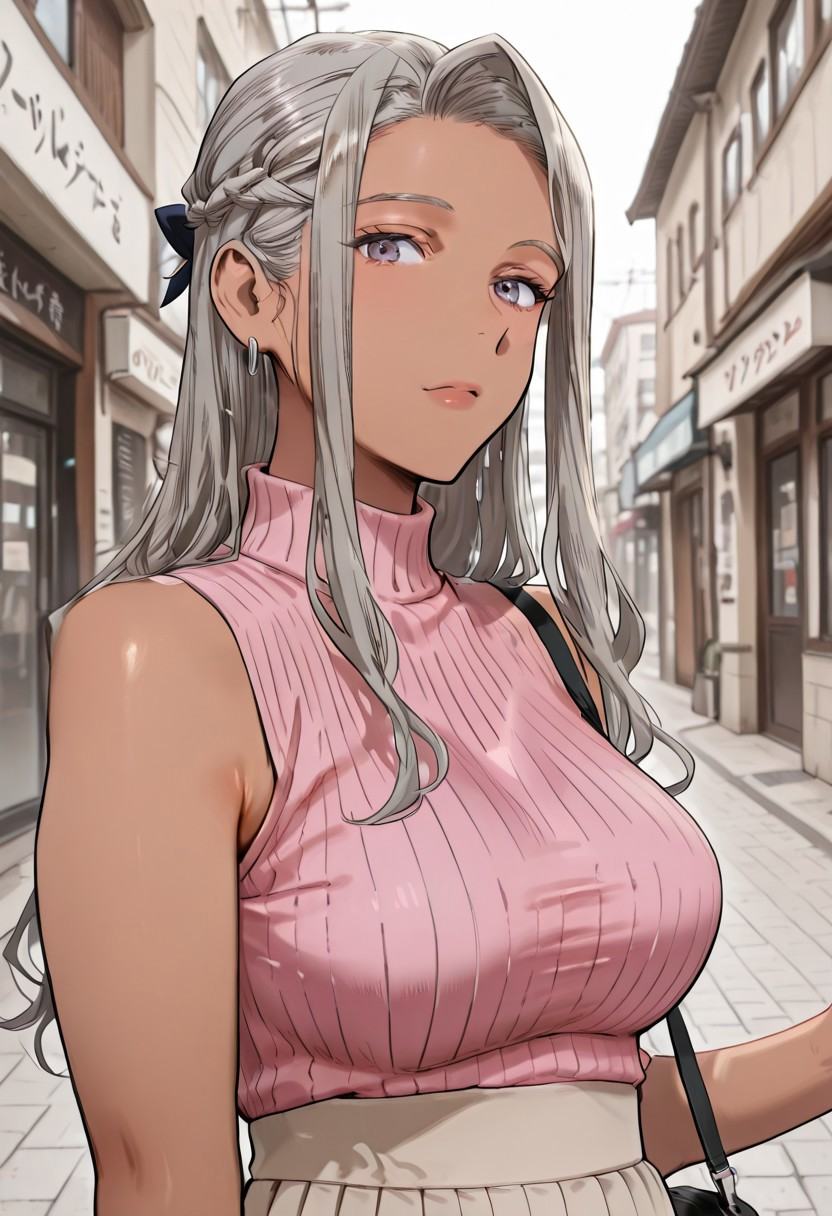 Hayasaka,  light caramel skin,  ash grey hair on Tensor.Art