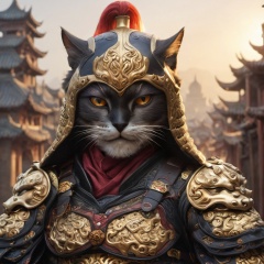 a cat,realistic,Chinese_armor,solo,Background of ancient Chinese cities,detailed_eyes,shoulder_armor,Helmet,(Black Eyes),looking at viewer,(masterpiece:1.2),(best quality:1.2),perfect eyes,perfect face,perfect lighting,(8K),(perfect anatomy),(highres),<lora:myzXL:1>,<lora:add_detail:1>,<lora:Qige中国甲胄(Chinese_armor)SDXL_v1.0:1>,