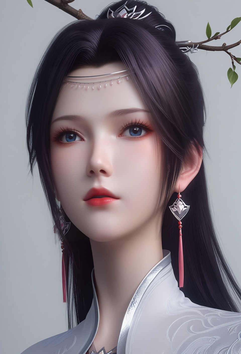 score_9,score_8_up,score_7_up,china nm,1girl,solo,high quality,branch,1girl,closed mouth,nm costume,parted lips,portrait,simple background,solo,white background,looking at viewer,blush,dynamic pose,sedimentary layer contras,<lora:29斗破苍穹云韵白衣:0.8>,