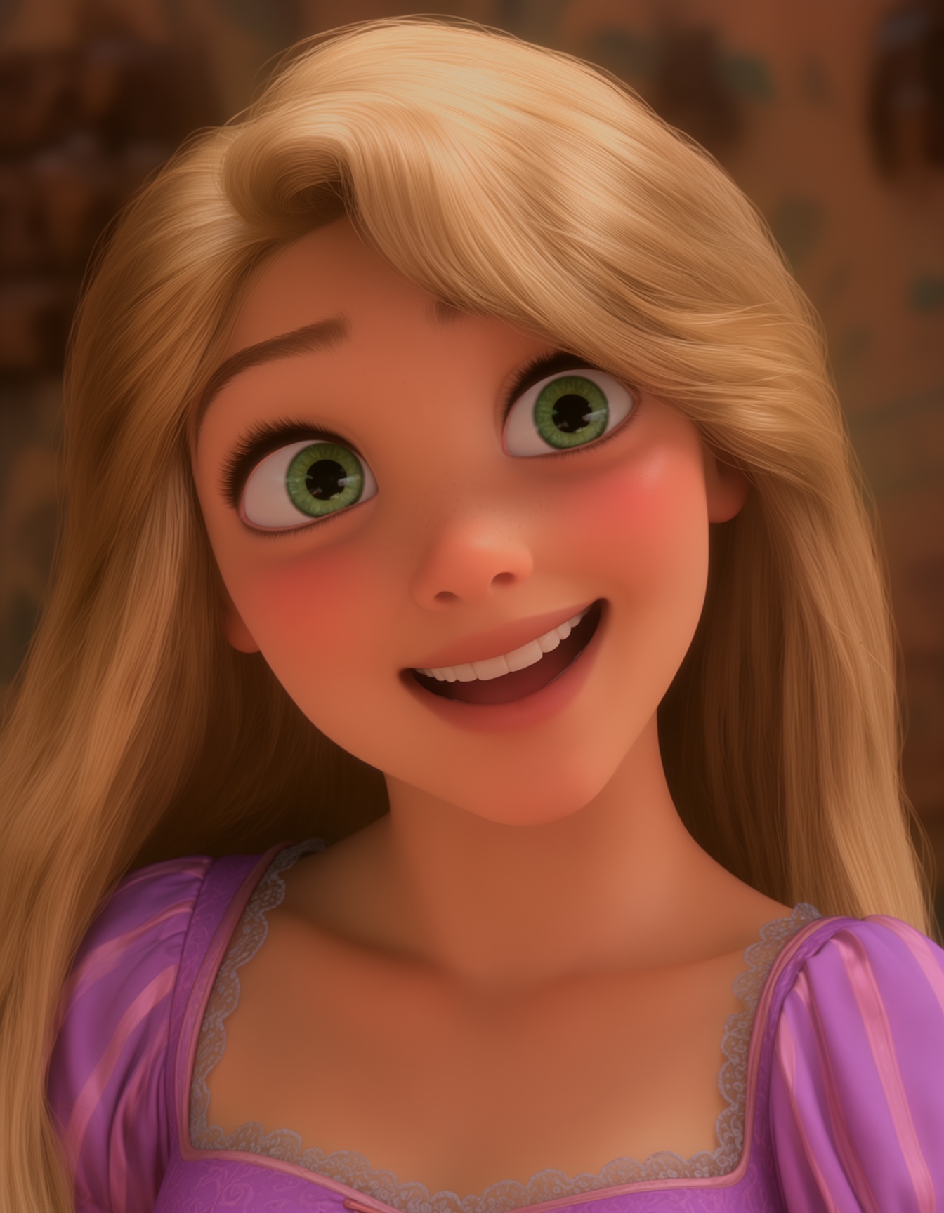 This is a digitally rendered CGI image of xrapunzelx,  a character with long,  blonde hair and large on Tensor.Art