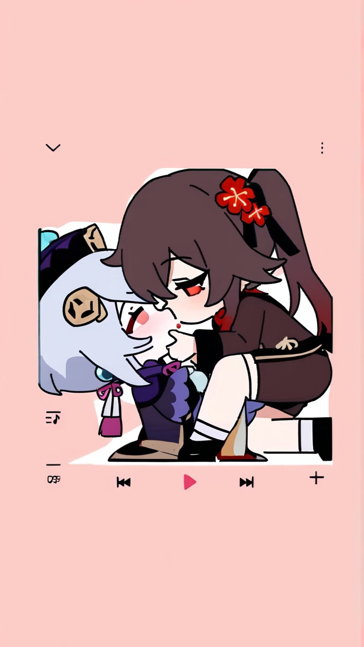 masterpiece, best quality,   <lora:mikuoeo-xl-a3.1:1>,2girls, chibi,solo,full body, hu tao \(genshin impact\), kiss,qiqi \(genshin impact\), 