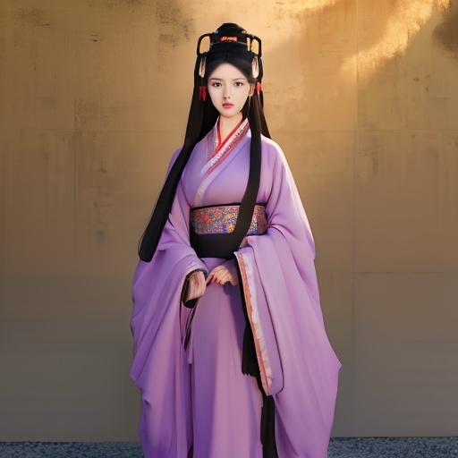 1 beautiful chinese girl wearing pruple warring states robe,  full body,  facing to camera on Tensor.Art