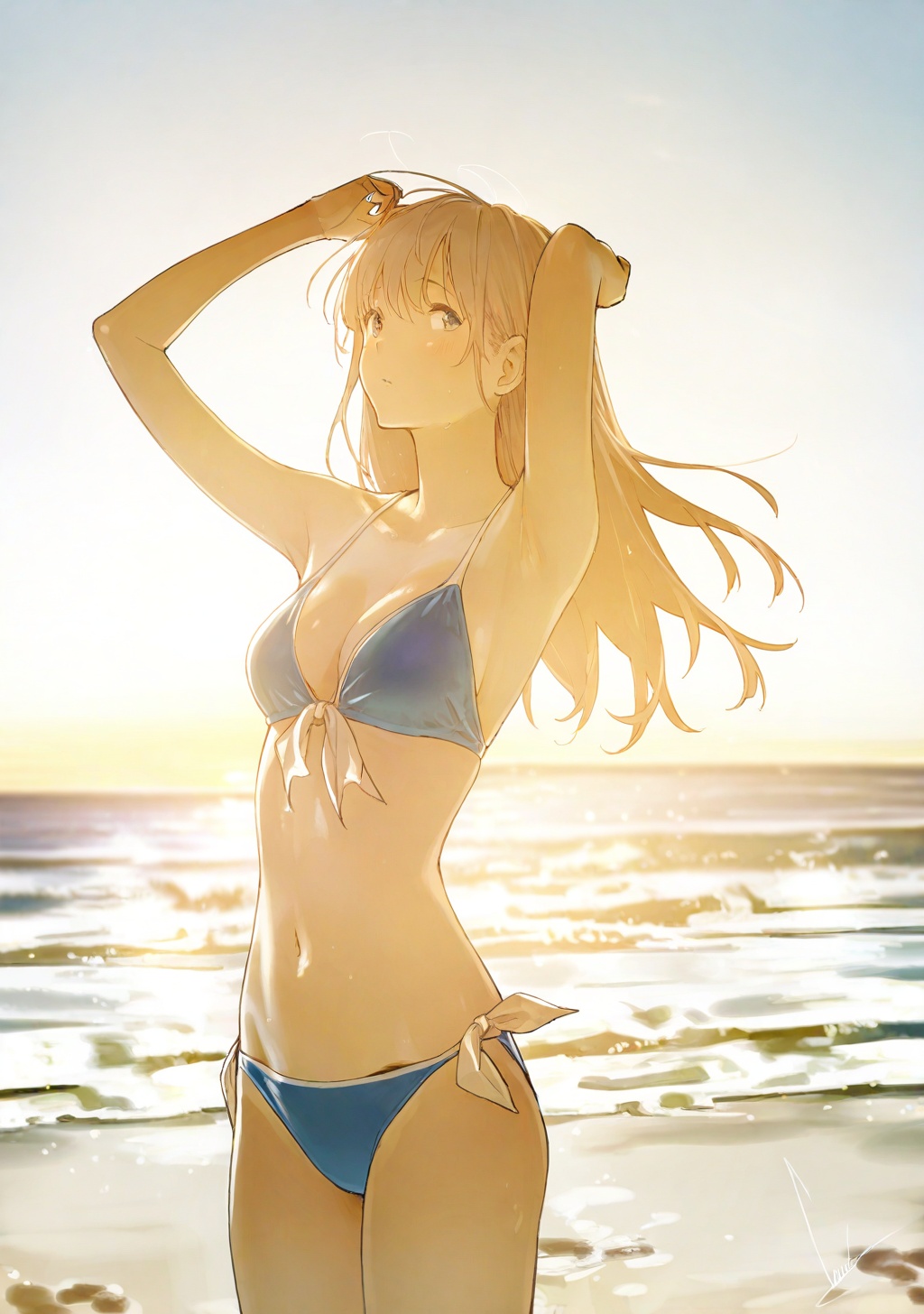 1girl,  sunlight,  beach on Tensor.Art