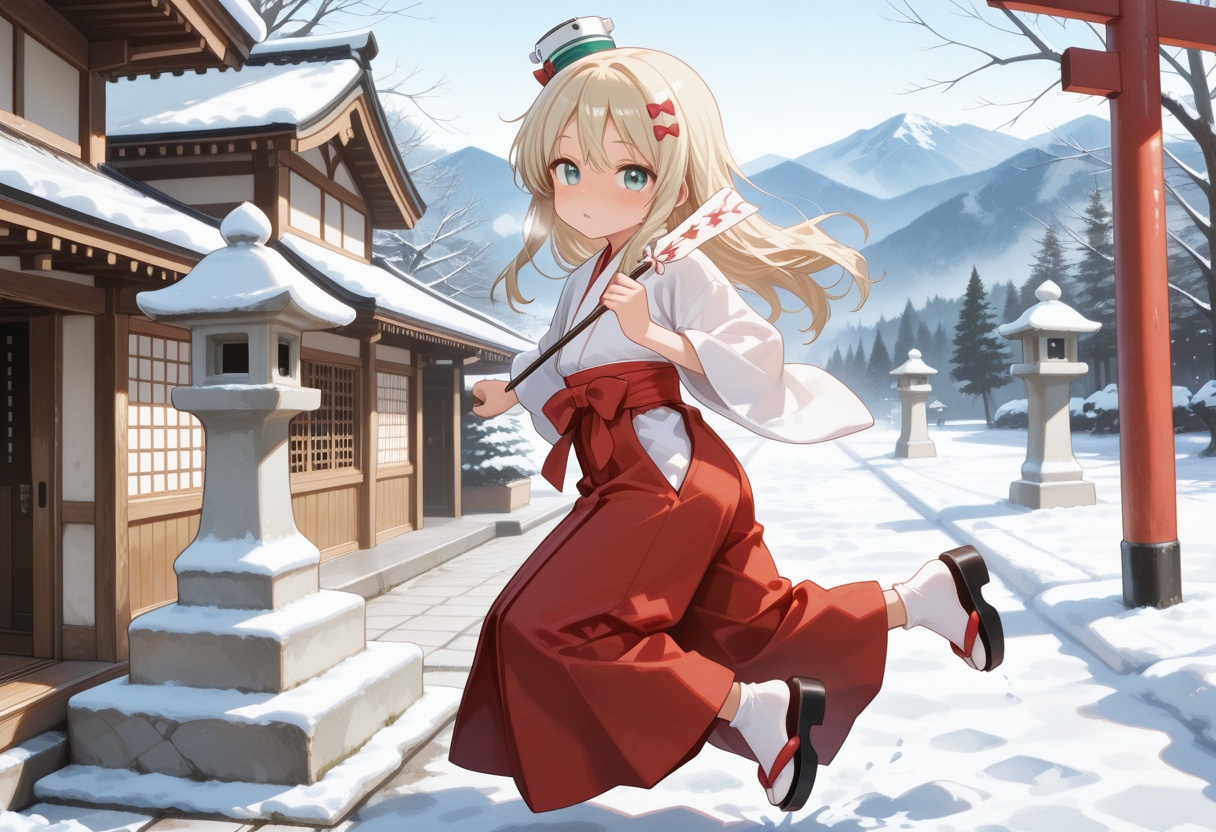 1girl,  solo,  shrine maiden on Tensor.Art