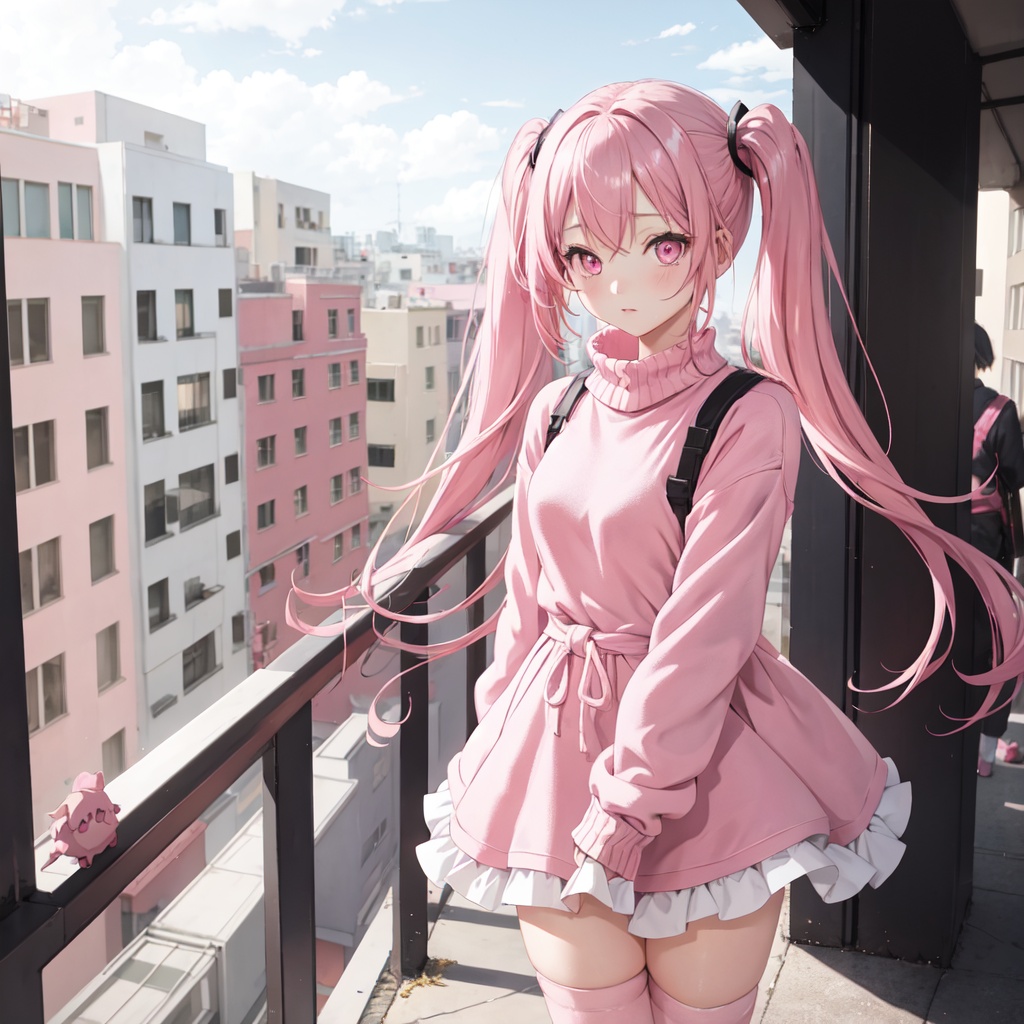 1girl,  pink eyes,  pink hair on Tensor.Art