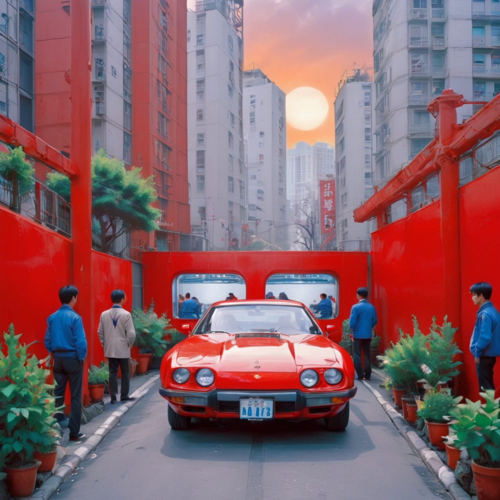 aw0k euphoricred style,  a scene from akira anime,  artwork of japanese street on Tensor.Art