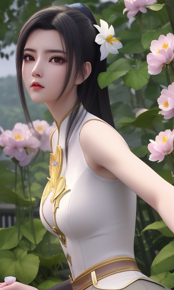 (,1girl, ,best quality, ),looking at viewer, <lora:401-DA-大主宰-叶轻灵:0.8> ,ultra detailed background,ultra detailed background,ultra realistic 8k cg, , ,masterpiece, (( , )),, ultra realistic 8k cg, ,tamari \(flawless\),     ,lily \(flower\) ,full moon ,strawberry blossoms      (()), (),