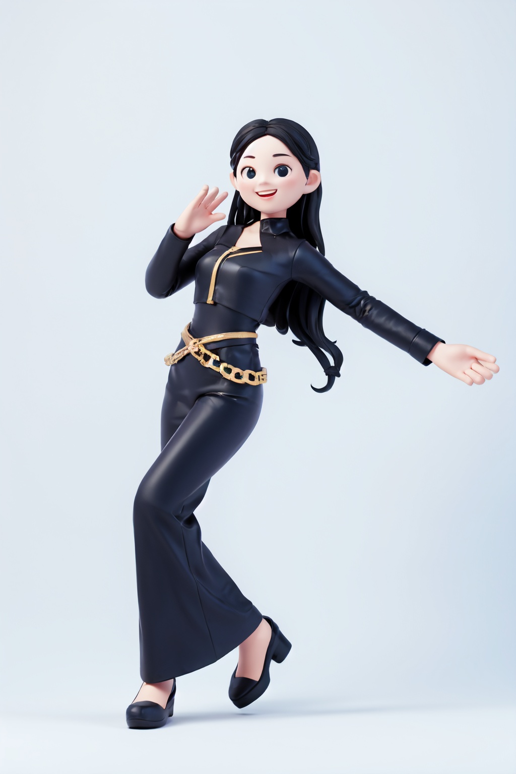 masterpiece,best quality,yuan_3D_character,1girl,long hair,solo,smile,Dynamic pose,full body,simple background,:d,short hair(white background:1.5),<lora:3D_character_v1.0:0.8>,