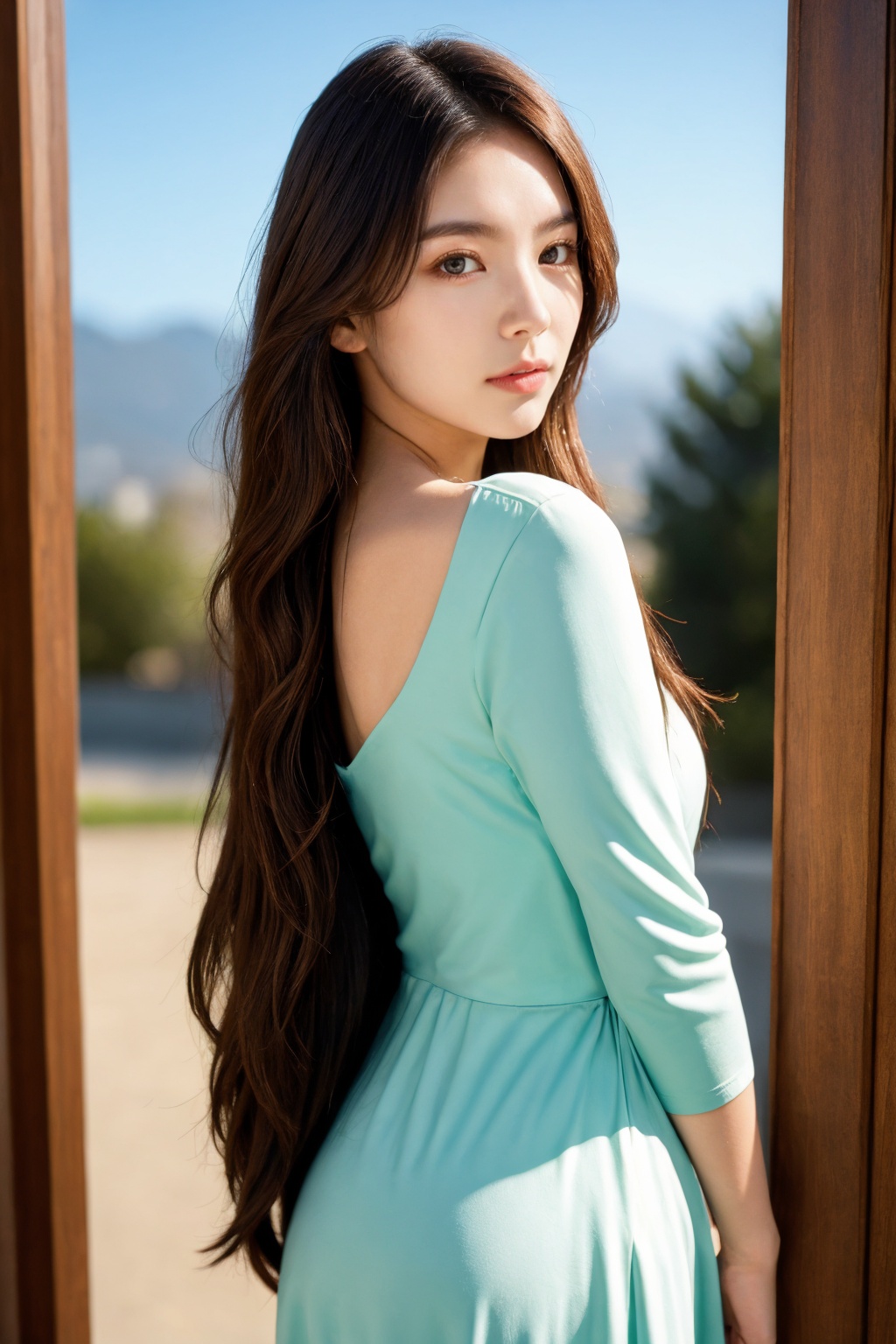 1girl, solo, looking at viewer, dress, long hair,