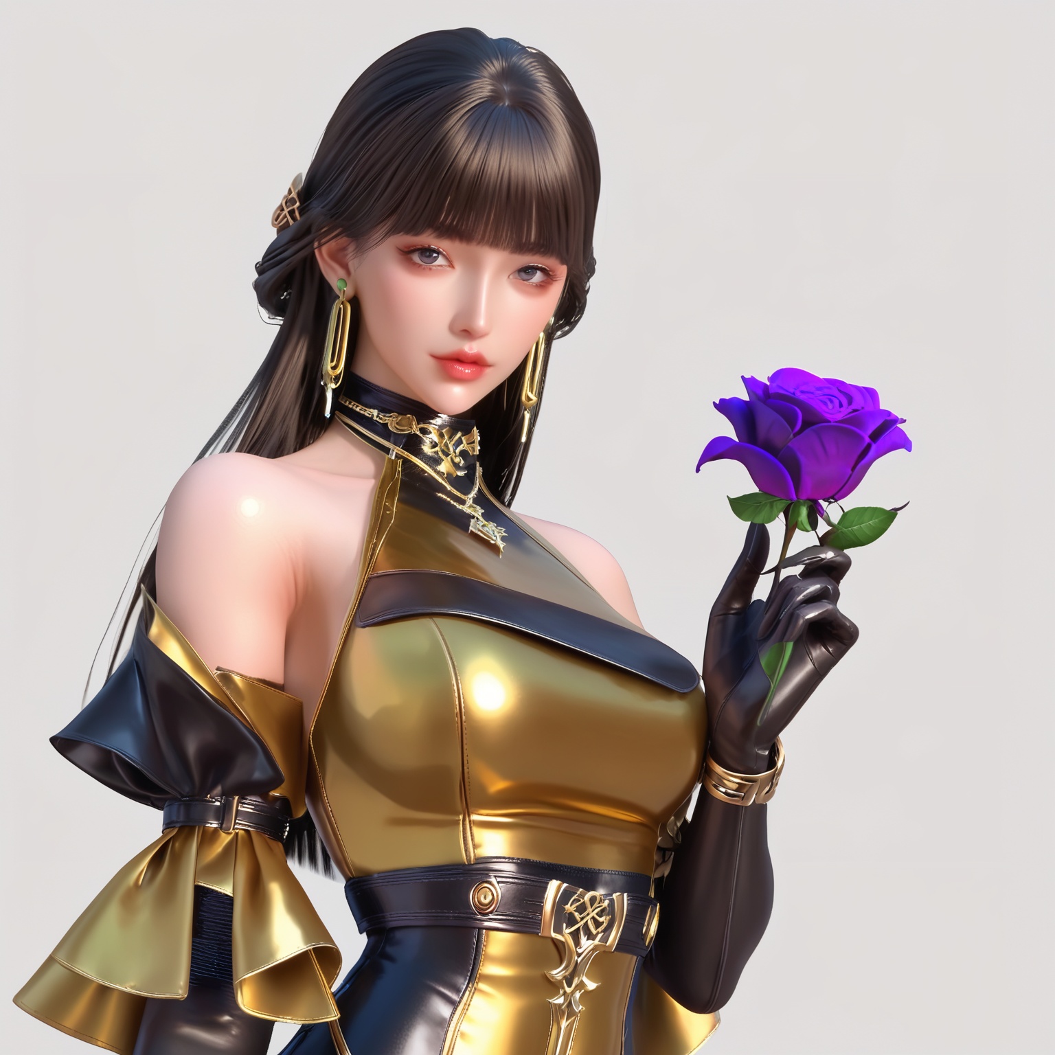 score_9,score_8_up,score_7_up,1girl,solo,holding flower,gloves,flower,elbow gloves,earrings,jewelry,yellow dress,holding,dress,long hair,rose,white background,pantyhose,black gloves,looking at viewer,blunt bangs,simple background,bare shoulders,lips,breasts,black pantyhose,<lora:bulianshiSH THV3:0.8>,