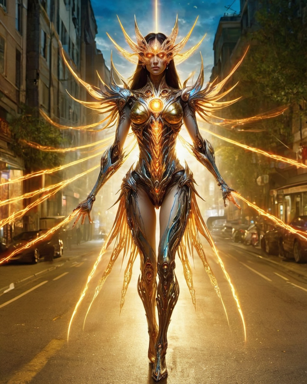 gmlm, A girl with gamma ray eyes standing on the street, with a full body picture and a tall figure,<lora:gmlmSDXL-000014:0.9>(e