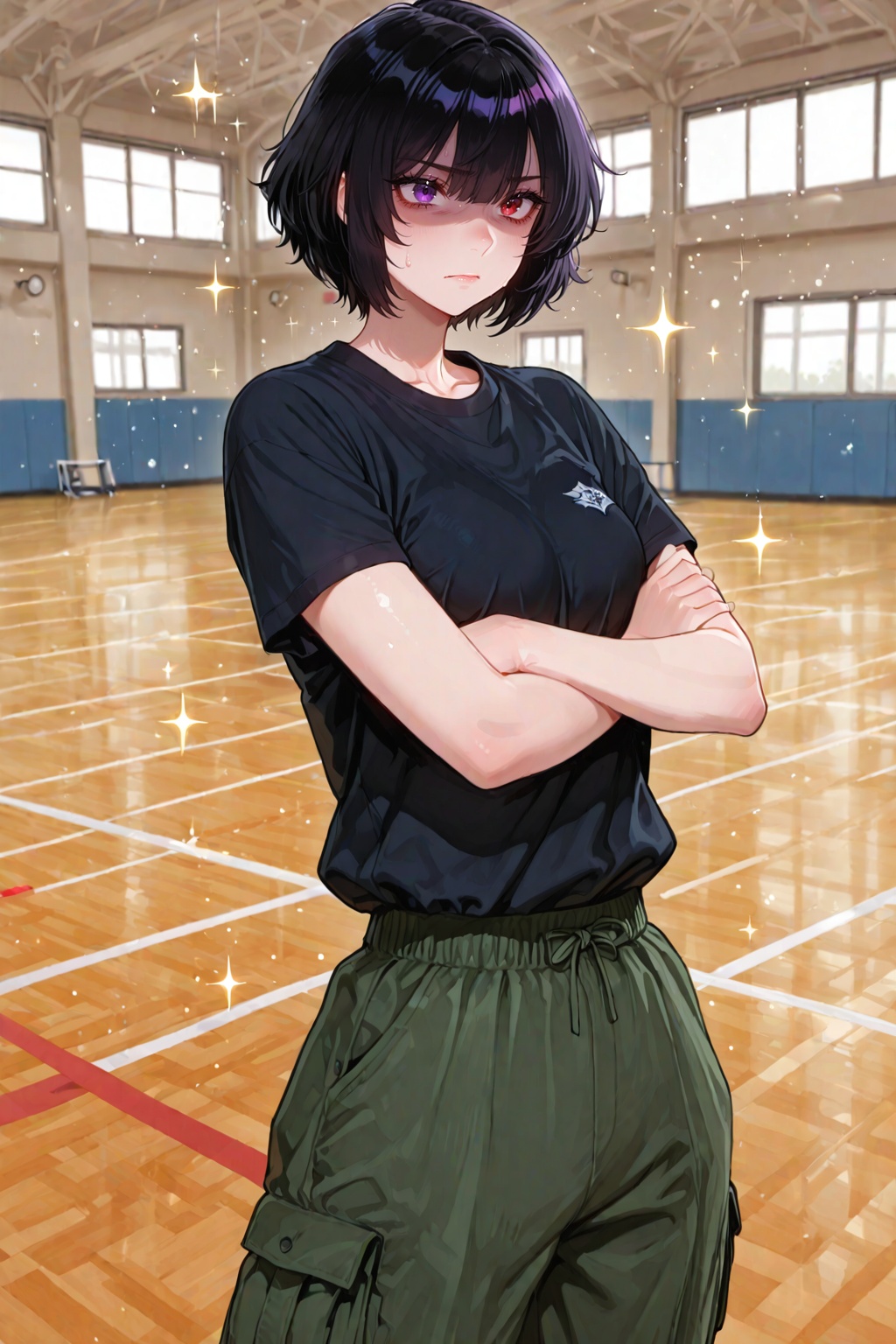 (solo,  woman,  short hair on Tensor.Art
