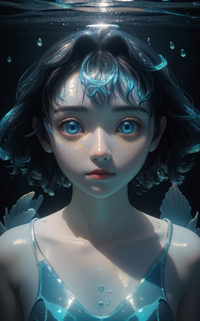 3D,  girl swims underwater,  hyper detailed render style on Tensor.Art