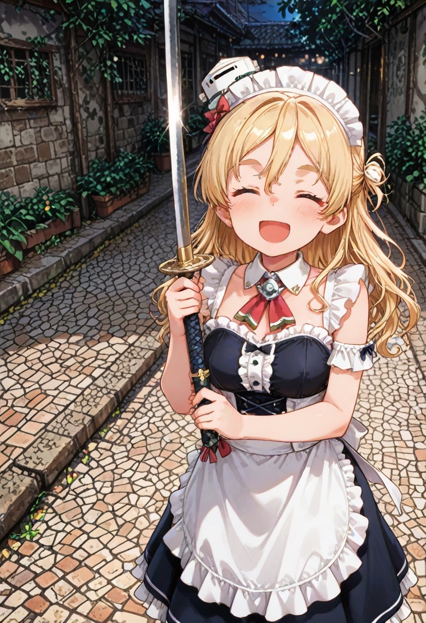 hasso_stance,  (raise right elbow),  holding sword on Tensor.Art