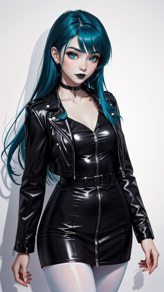 a girl with a leather jacket,  inspired by rossdraws,  gothic art on Tensor.Art