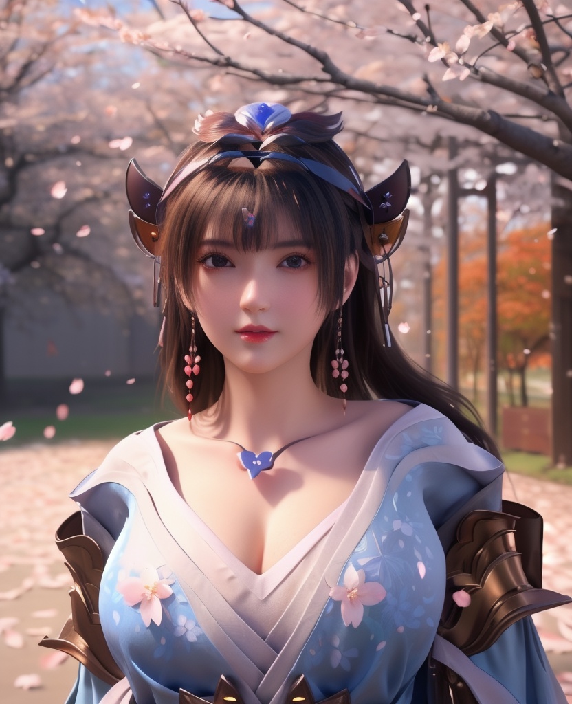 <lora:568-DA-星辰变-姜妍:0.8>(,1girl, ,best quality, ),looking at viewer,  ,ultra detailed 8k cg,ultra detailed background,ultra realistic 8k cg, ,masterpiece, (( , )),, ,science fiction,mole, ultra realistic 8k cg, ,    ,(,cherry blossoms, autumn leaves,perfect cherry blossom,   ), (cleavage),