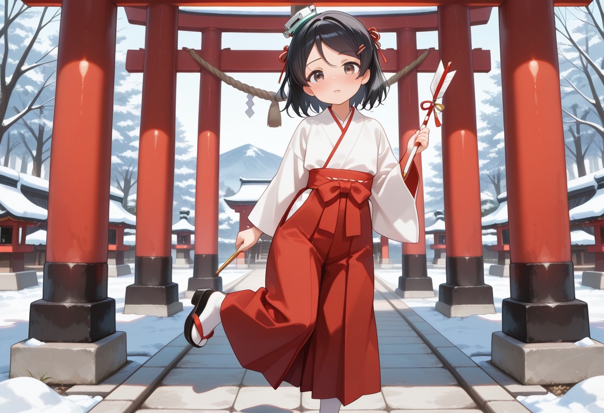 1girl,  solo,  shrine maiden on Tensor.Art
