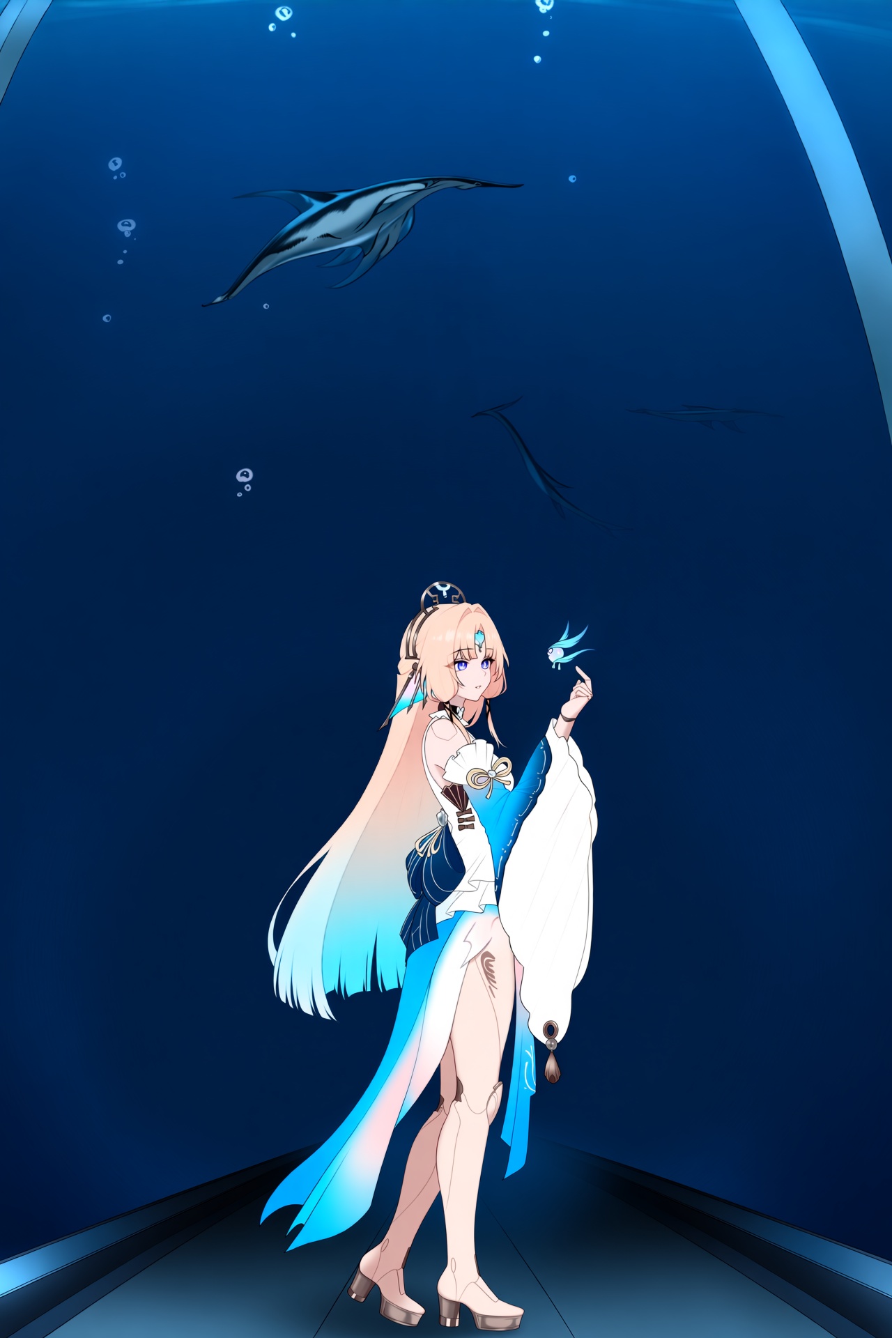 @bluefield and @mika_pikazo,  pearl (honkai: star rail),  A vertical anime illustration of Pearl in her original white-and...