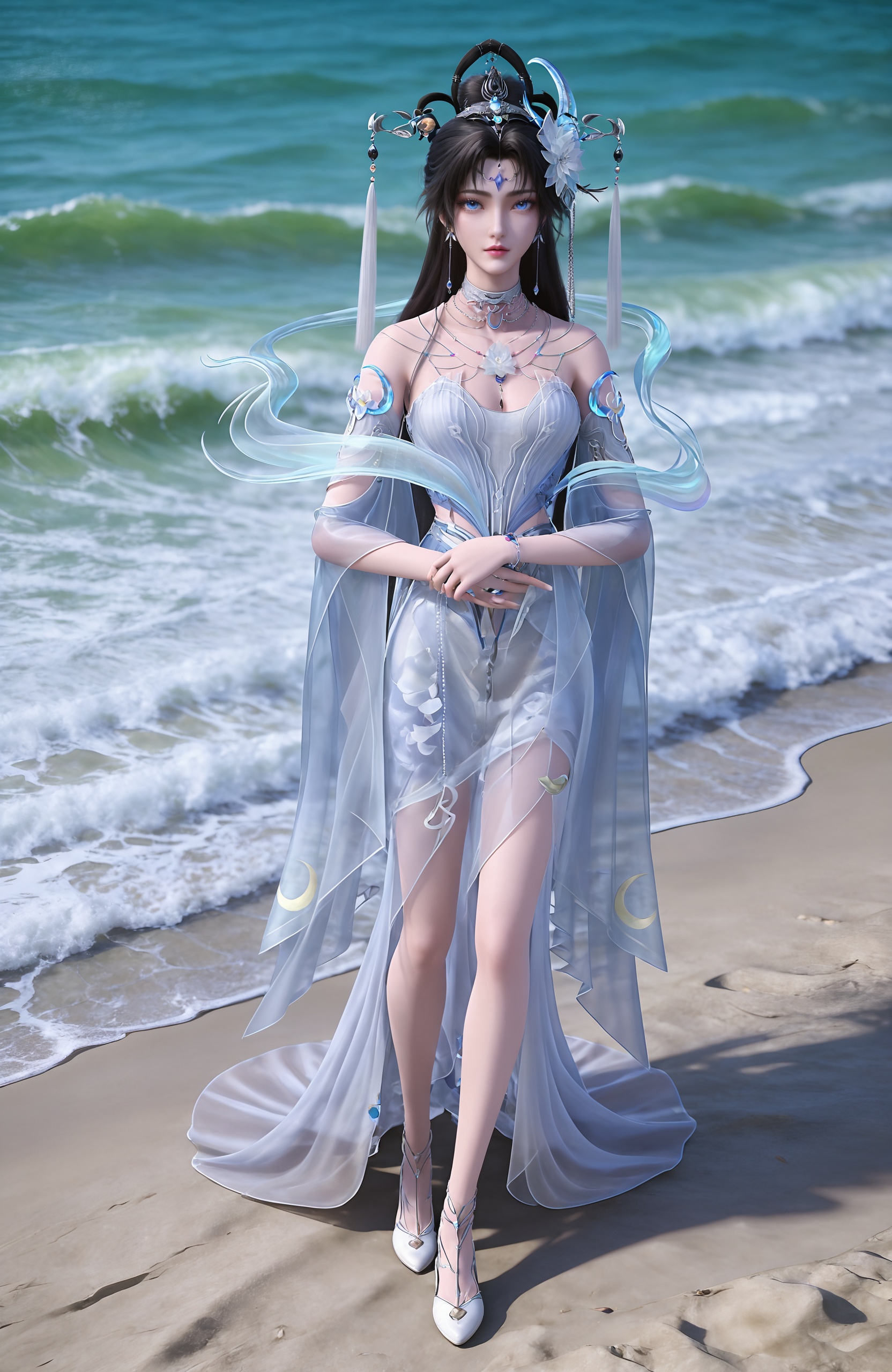 1girl,  long hair,  hair ornament by 天海TianHai on Tensor.Art