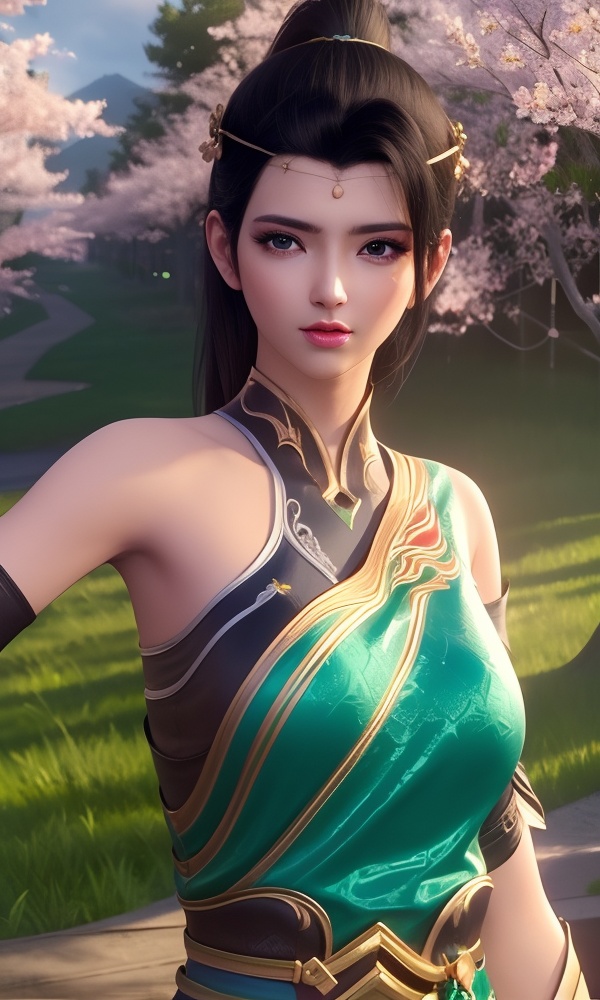 (,1girl, ,best quality, ),looking at viewer, <lora:378-DA-大主宰-唐芊儿:0.8> ultra detailed background,ultra realistic 8k cg,ultra detailed 8k cg,masterpiece,upper body,  (( , )),, ,science fiction,mole, ultra realistic 8k cg, ,tamari \(flawless\),   ,outdoors, sun,sunlight, cherry blossoms,      (()), (),