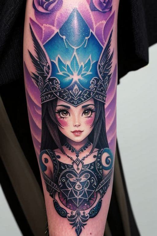 close up of a fantasy tattoo on Tensor.Art