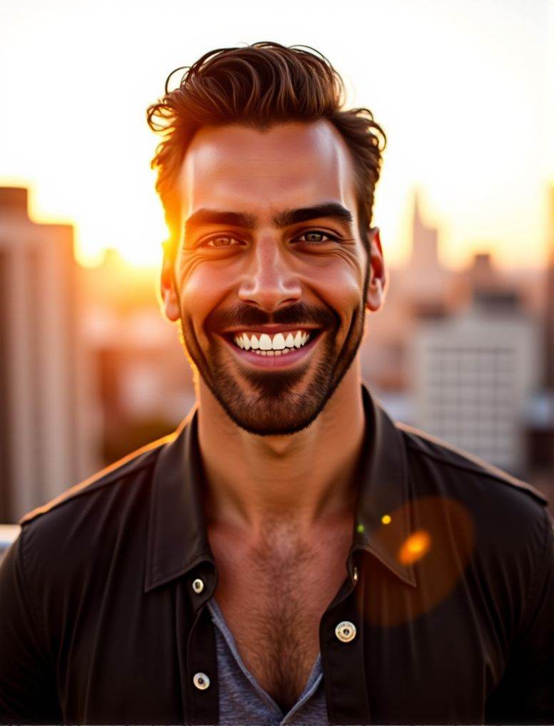 Nyle Dimarco ,  In the heart of a bustling city,  under the soft glow of a golden hour sunset on Tensor.Art