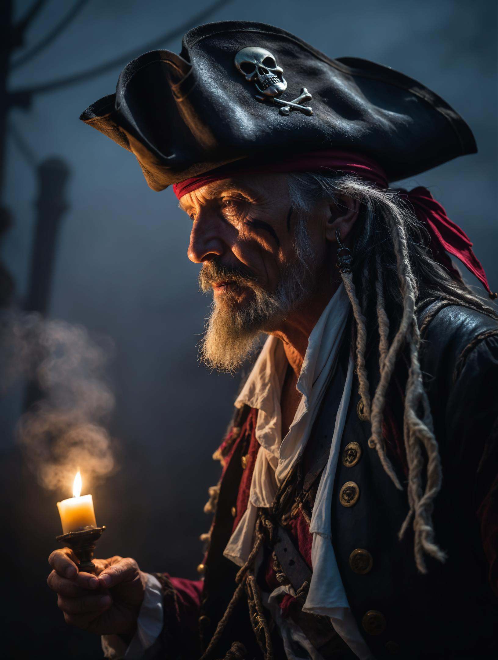 awardwinning photo,  old pirate,  fog on Tensor.Art