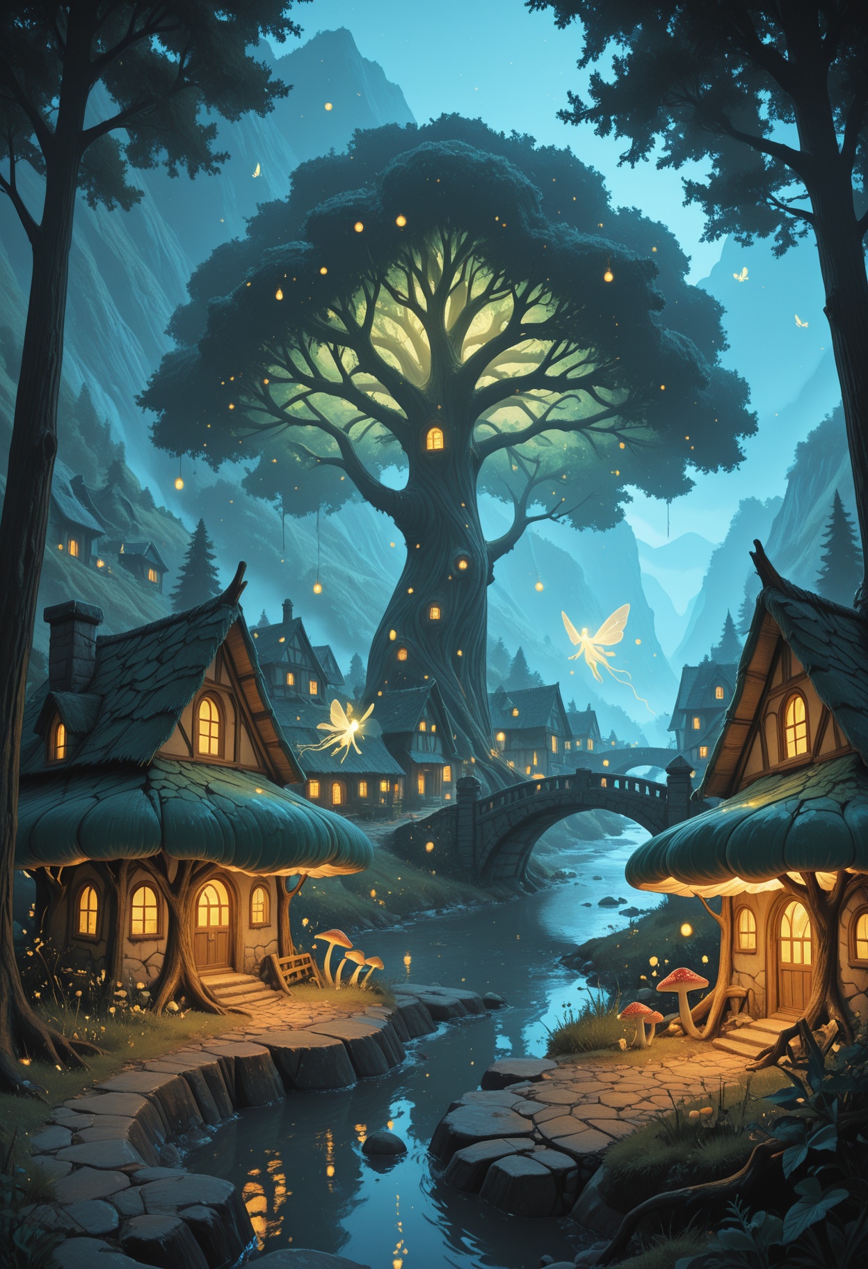 masterpiece,  best quality.houses on branches,  village on Tensor.Art